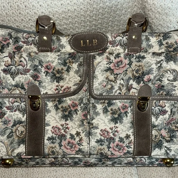 Vintage French Luggage Carry on suitcase tapestry - Picture 2 of 11